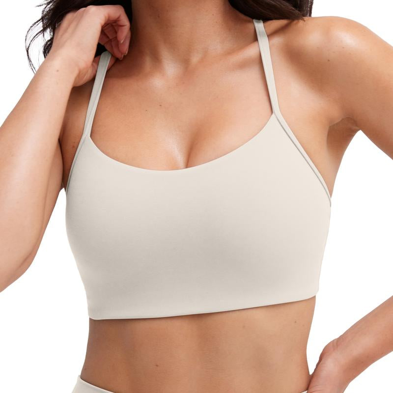 PAVOI ACTIVE Yoga Racerback Bras for Women - Buttery Soft Low Support Scoop Neck Y-Back Thin Strap Sports Bra