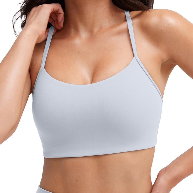 PAVOI ACTIVE Yoga Racerback Bras for Women - Buttery Soft Low Support Scoop Neck Y-Back Thin Strap Sports Bra