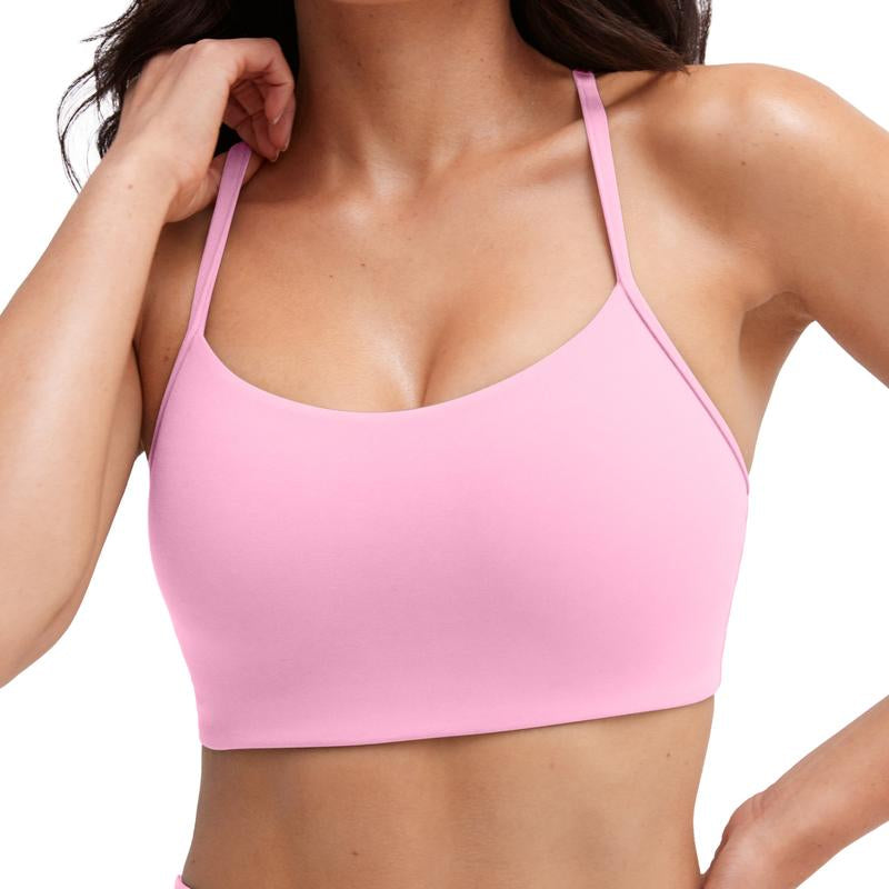 PAVOI ACTIVE Yoga Racerback Bras for Women - Buttery Soft Low Support Scoop Neck Y-Back Thin Strap Sports Bra