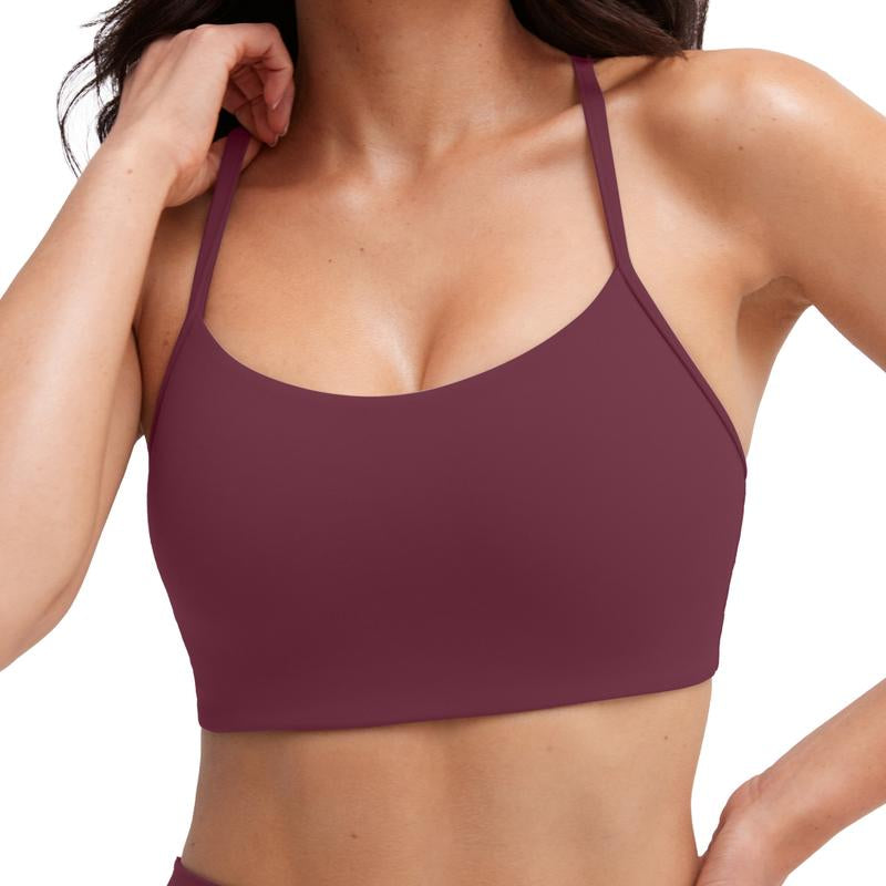 PAVOI ACTIVE Yoga Racerback Bras for Women - Buttery Soft Low Support Scoop Neck Y-Back Thin Strap Sports Bra
