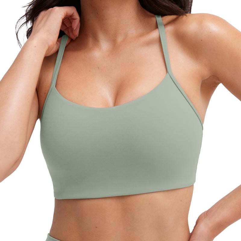 PAVOI ACTIVE Yoga Racerback Bras for Women - Buttery Soft Low Support Scoop Neck Y-Back Thin Strap Sports Bra