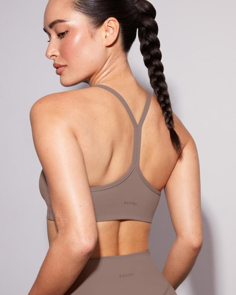 PAVOI ACTIVE Yoga Racerback Bras for Women - Buttery Soft Low Support Scoop Neck Y-Back Thin Strap Sports Bra