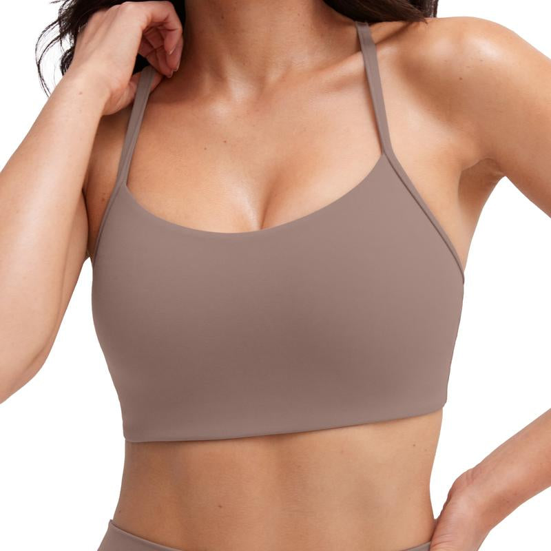 PAVOI ACTIVE Yoga Racerback Bras for Women - Buttery Soft Low Support Scoop Neck Y-Back Thin Strap Sports Bra