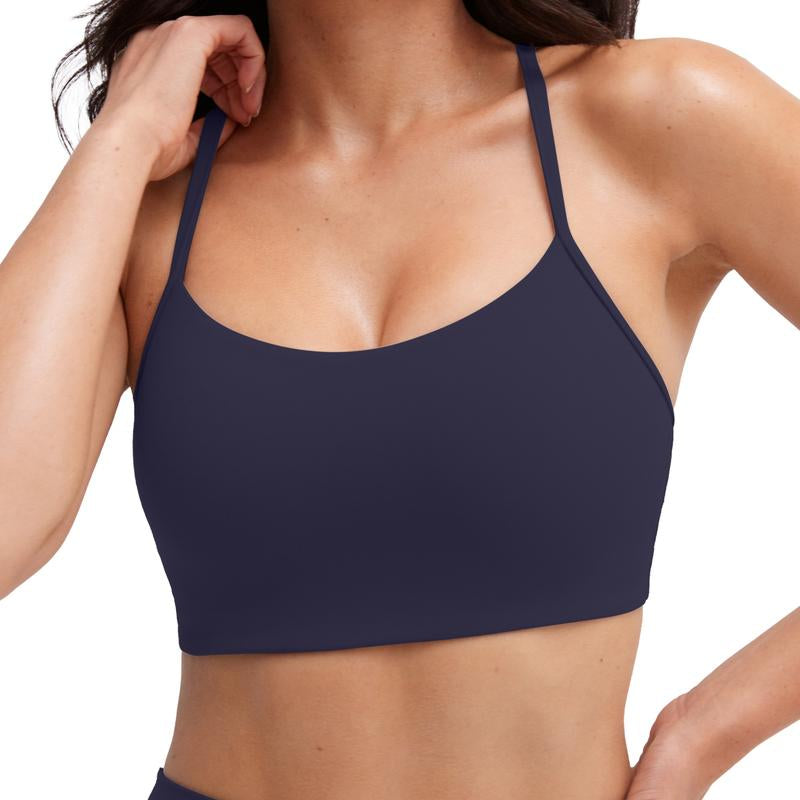 PAVOI ACTIVE Yoga Racerback Bras for Women - Buttery Soft Low Support Scoop Neck Y-Back Thin Strap Sports Bra
