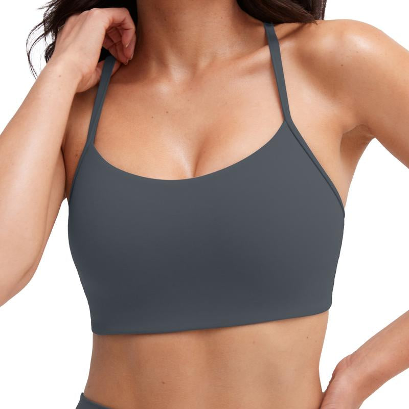PAVOI ACTIVE Yoga Racerback Bras for Women - Buttery Soft Low Support Scoop Neck Y-Back Thin Strap Sports Bra