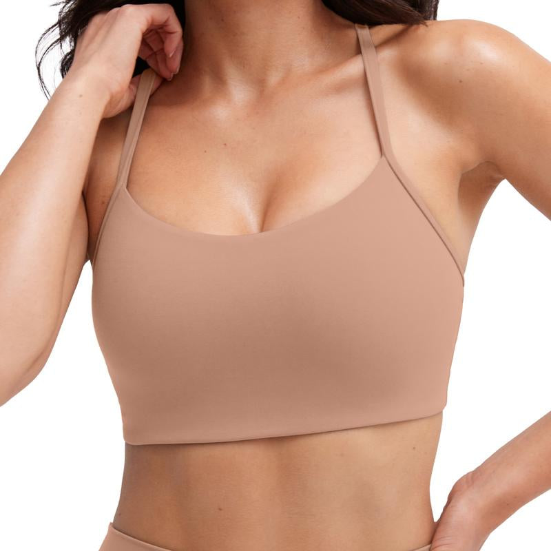 PAVOI ACTIVE Yoga Racerback Bras for Women - Buttery Soft Low Support Scoop Neck Y-Back Thin Strap Sports Bra
