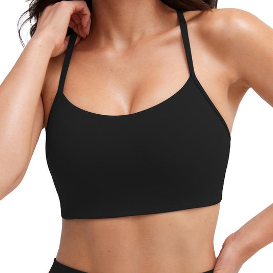 PAVOI ACTIVE Yoga Racerback Bras for Women - Buttery Soft Low Support Scoop Neck Y-Back Thin Strap Sports Bra