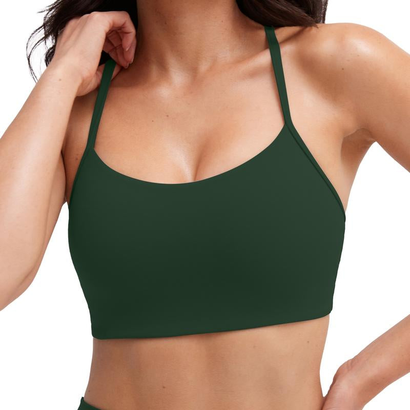 PAVOI ACTIVE Yoga Racerback Bras for Women - Buttery Soft Low Support Scoop Neck Y-Back Thin Strap Sports Bra