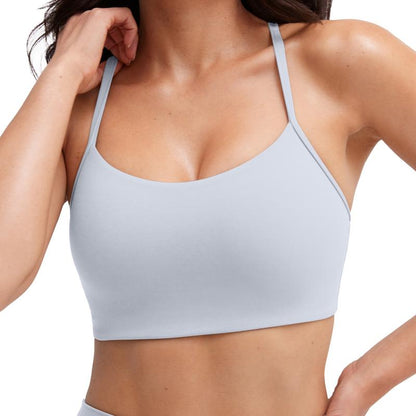 PAVOI ACTIVE Yoga Racerback Bras for Women - Buttery Soft Low Support Scoop Neck Y-Back Thin Strap Sports Bra