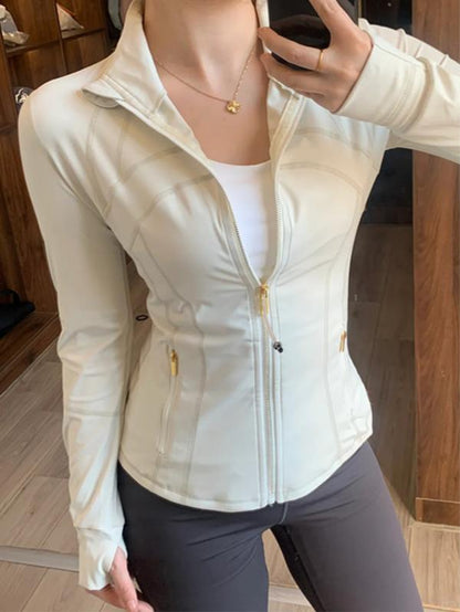 Yoga Suit Gold Zipper Version Women'S Yoga Jacket, Sports Stand up Collar Jacket, Fitness Slim Fit and Slimming Top