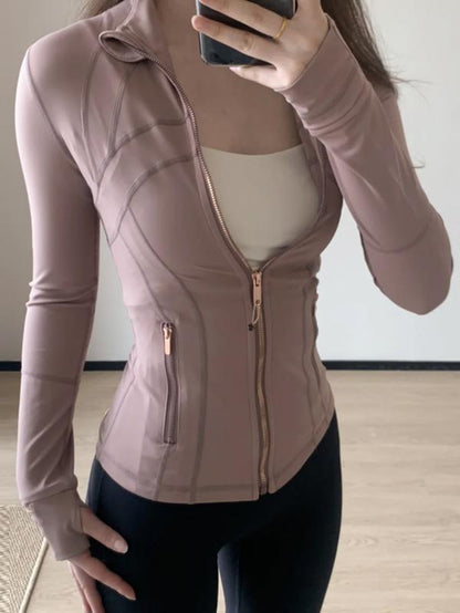 Yoga Suit Gold Zipper Version Women'S Yoga Jacket, Sports Stand up Collar Jacket, Fitness Slim Fit and Slimming Top